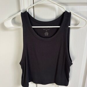 American Eagle Outfitters Soft & Sexy Charcoal Black Ribbed Tank Top (cropped)